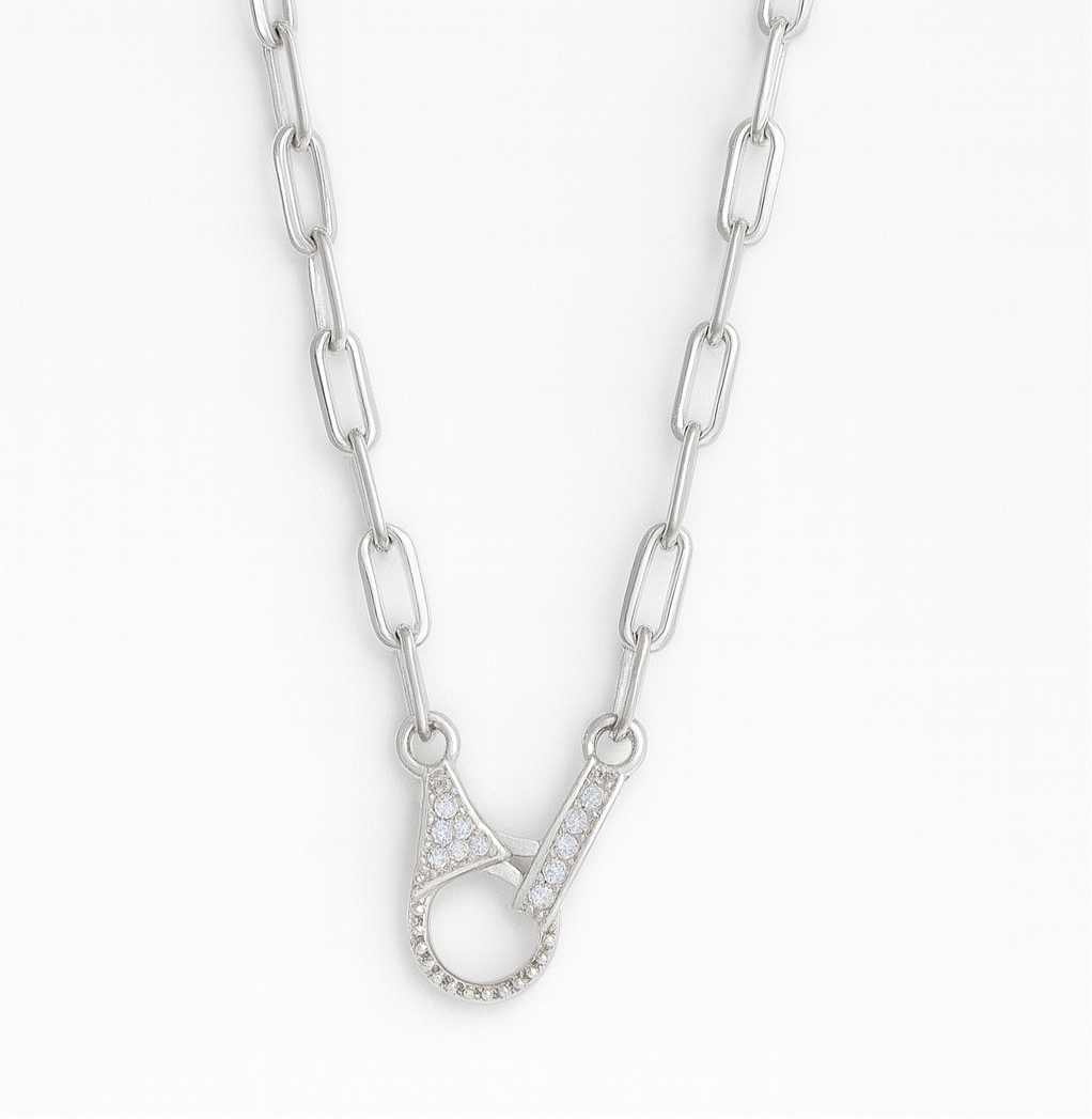 Zia Silver Chain Clasp Necklace