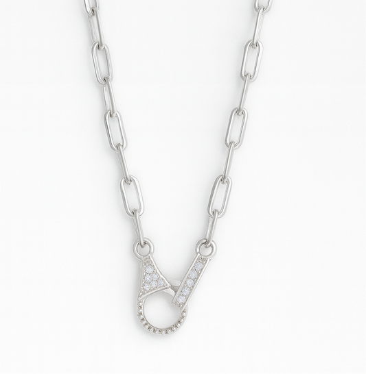 Zia Silver Chain Clasp Necklace