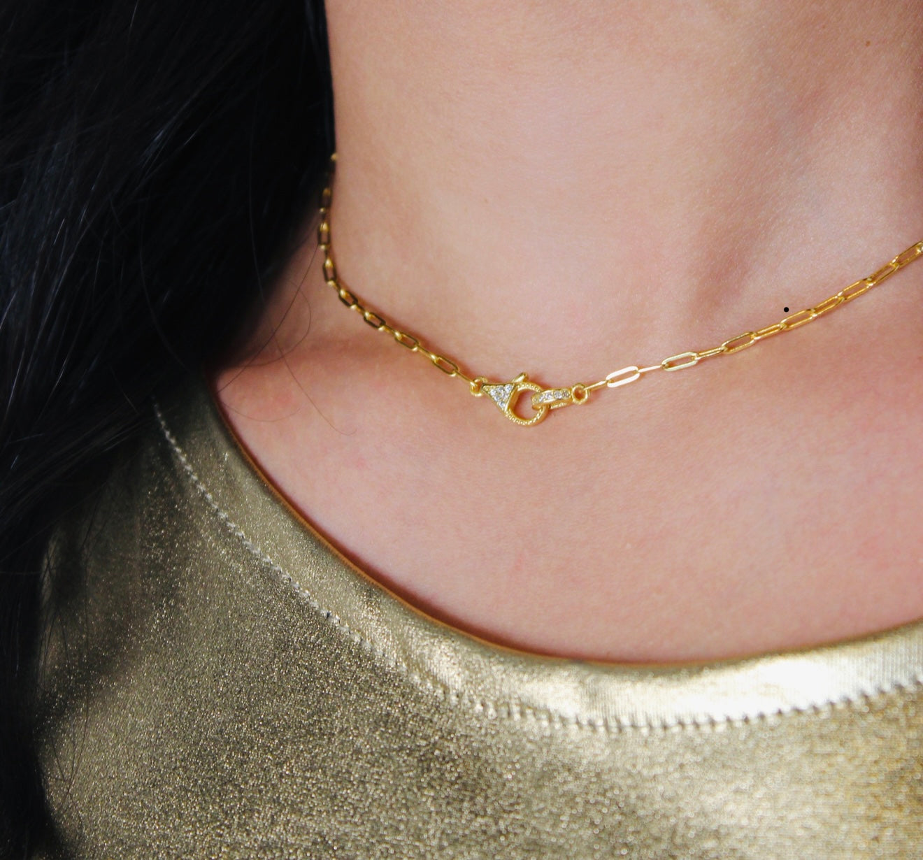 Zia Gold Chain Clasp Necklace